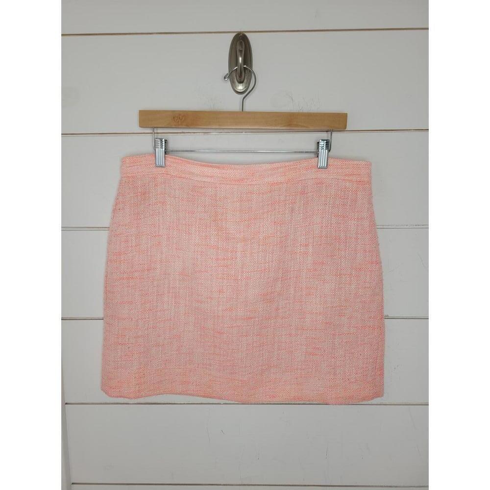 J Crew size 12 bright orange & off white tweed mini skirt